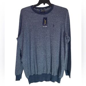Polo Ralph Lauren Men's Heathered Blue Pima Cotton Crewneck Sweater sz XLT